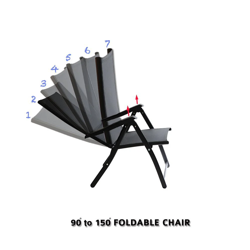 Heavy Duty Durable Adjustable Reclining Folding Chair Outdoor Indoor Garden Pool - Image 7