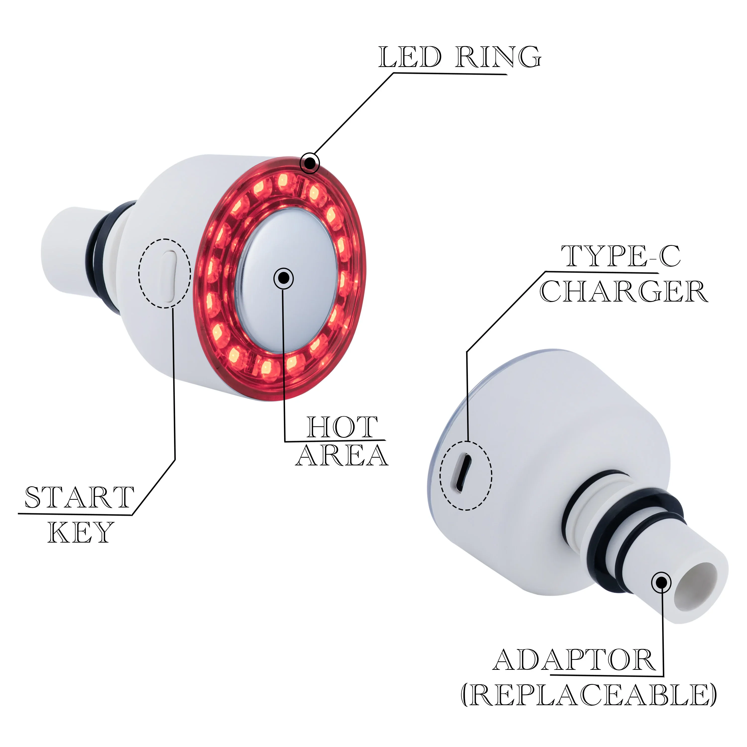 Massager Gun Massage Heads Attachment Red Blue Light Heating Therapy - Image 5