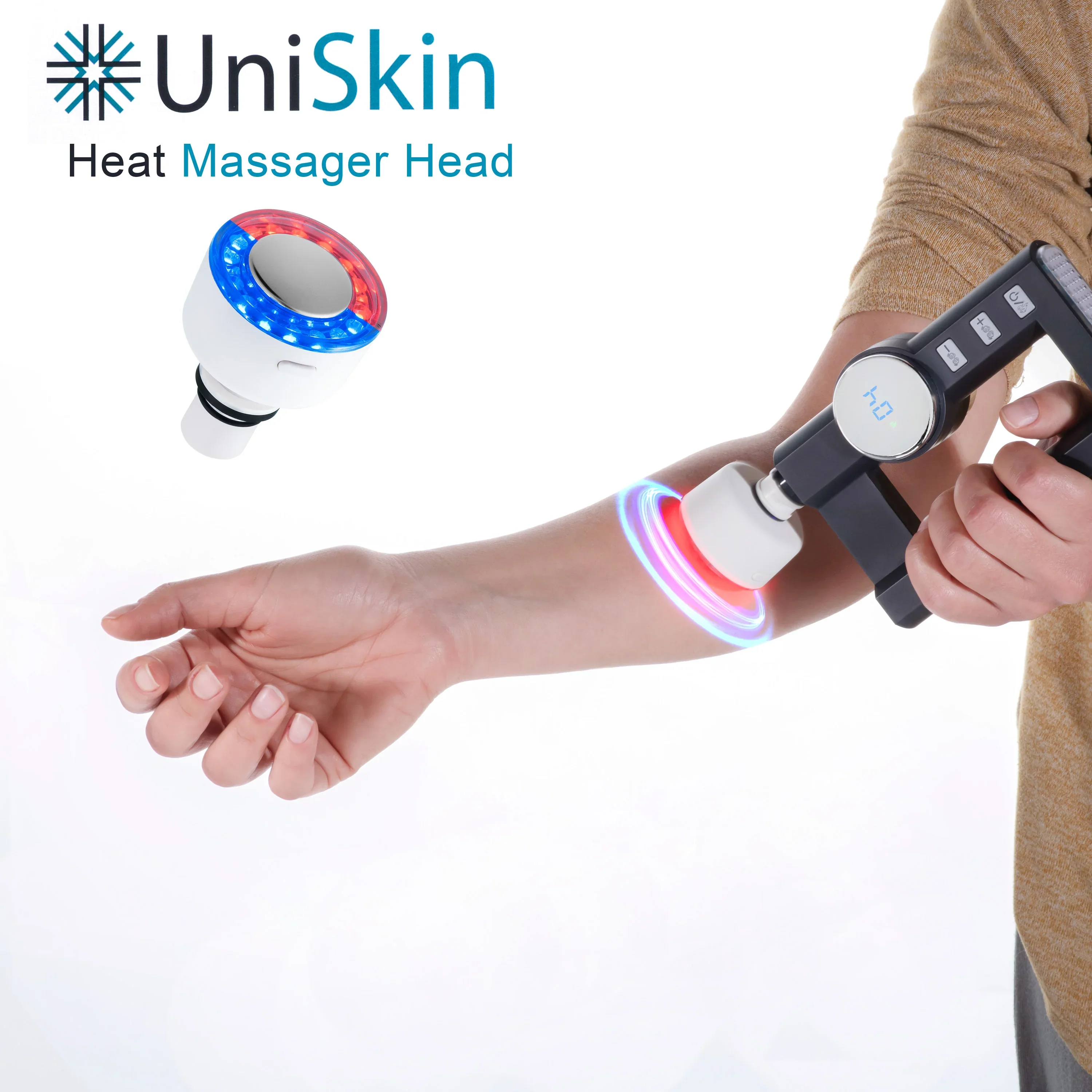 Massager Gun Massage Heads Attachment Red Blue Light Heating Therapy - Image 7